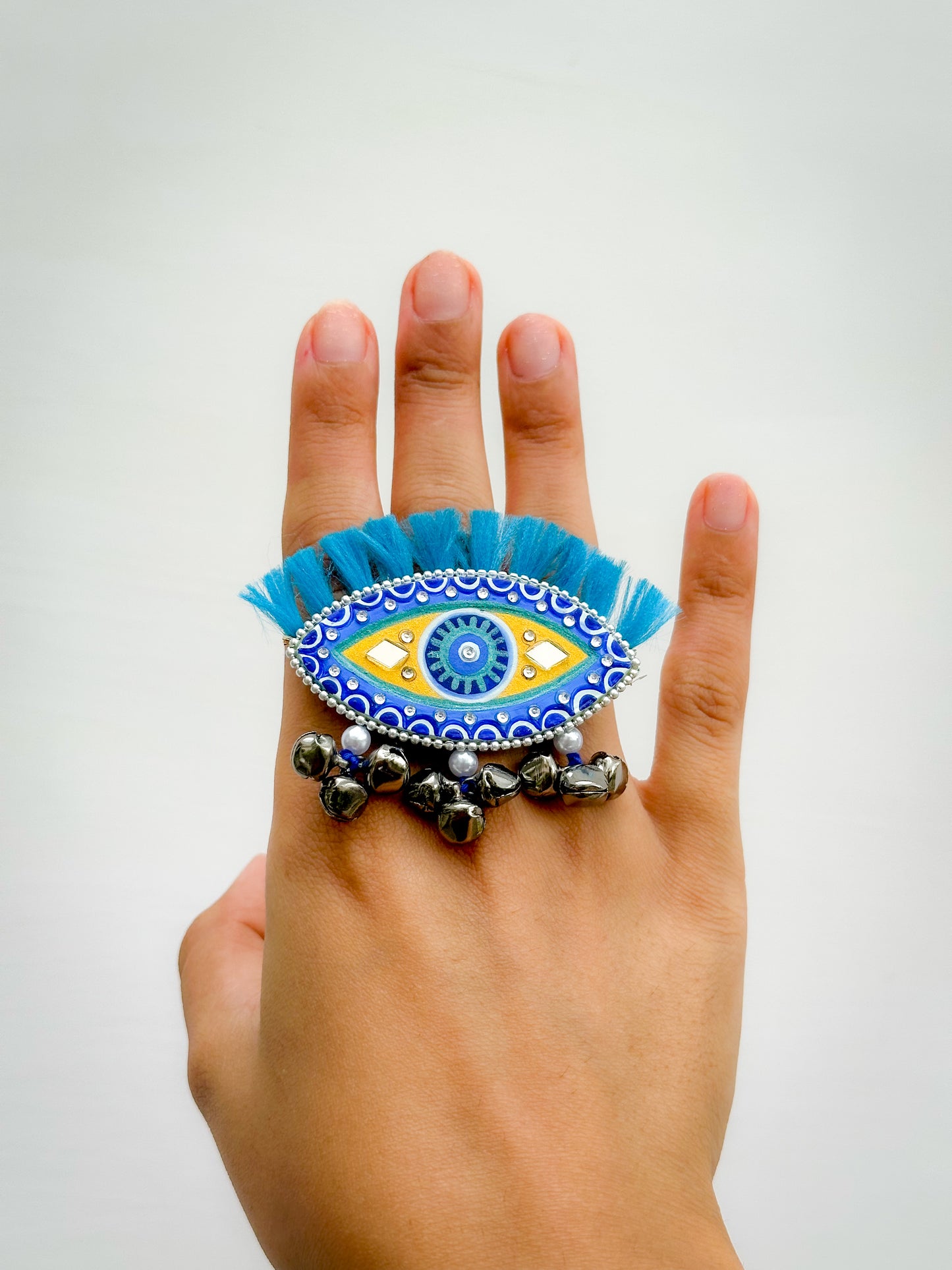 Evil Eye Tassel Earrings + Ring Set