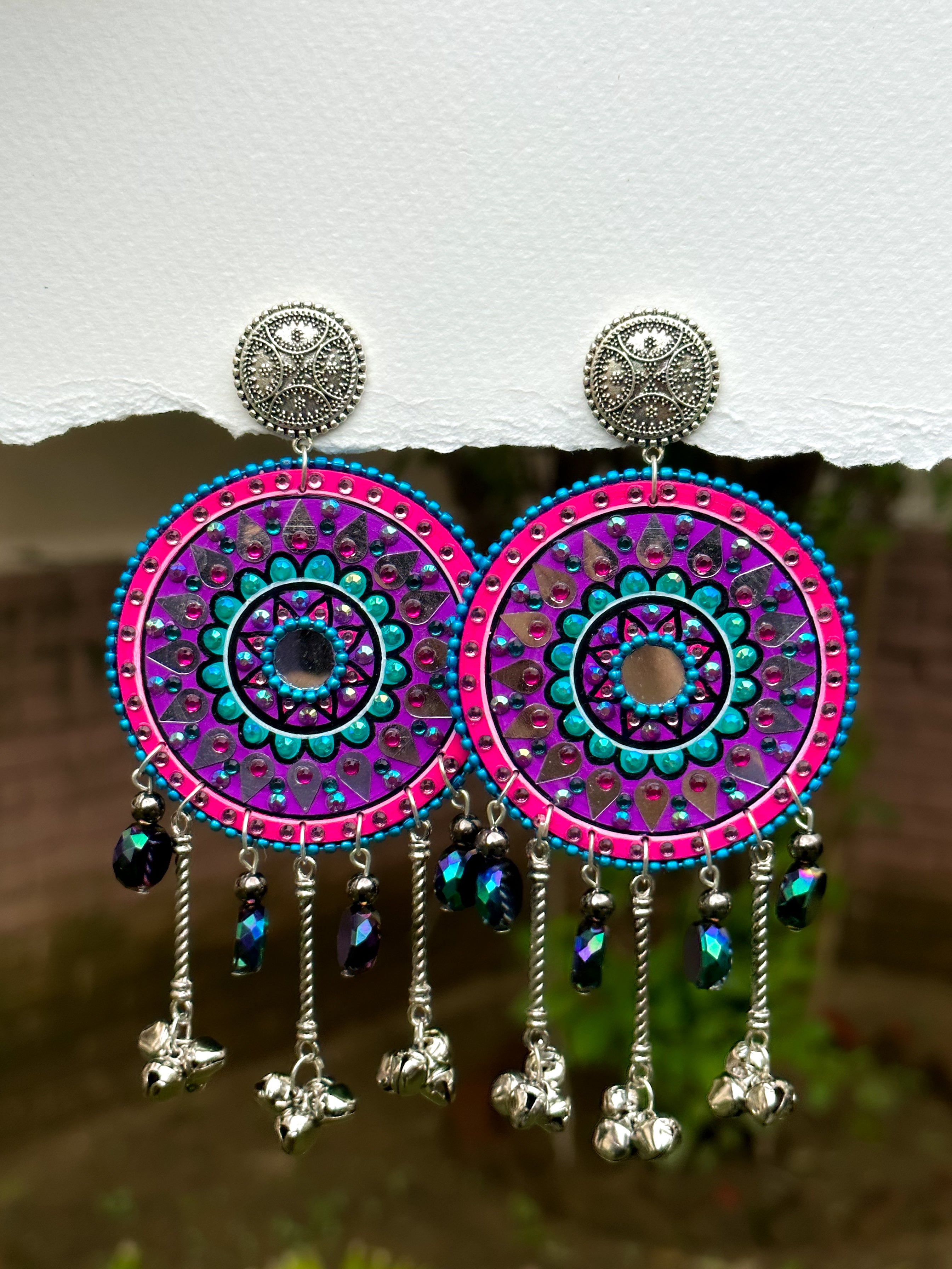 Mandalas: Multicolor popular Mandala Vintage Tin Earrings