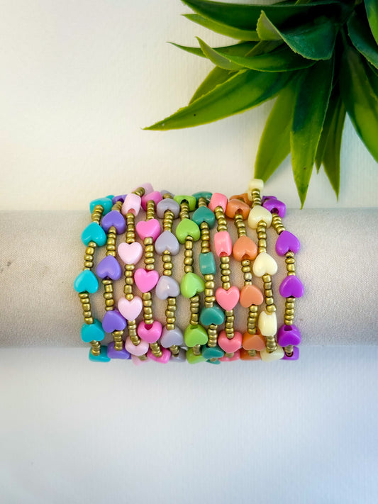 Pastel Bracelet Stack of 11 (Gold)