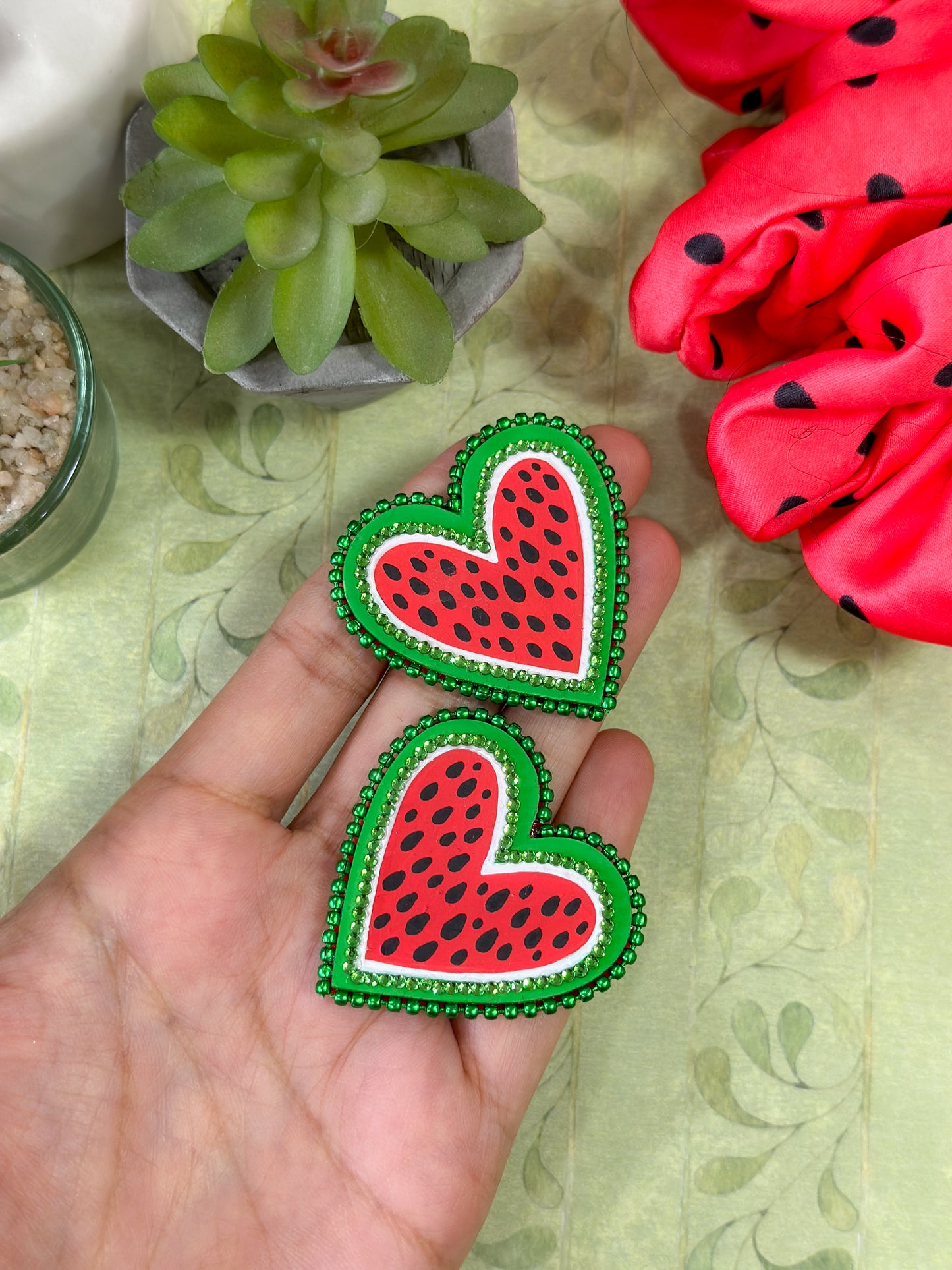 Watermelon Heart Studs