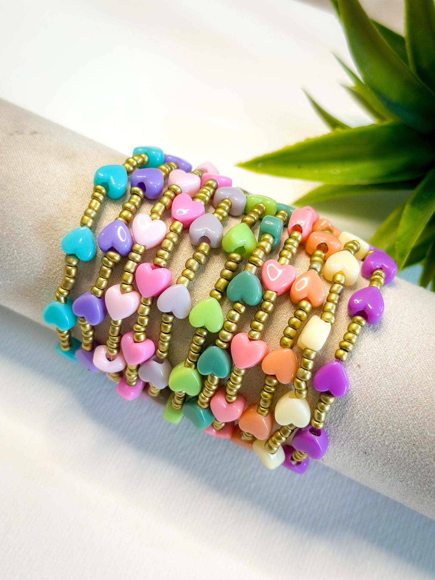 Pastel Bracelet Stack of 11 (Gold)