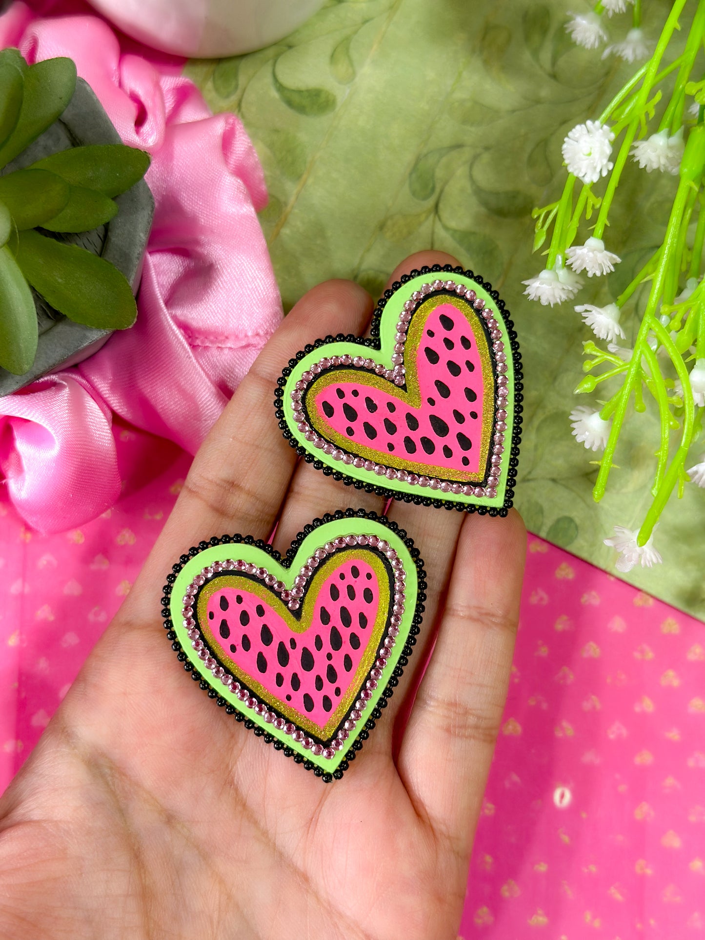 Watermelon Heart Studs