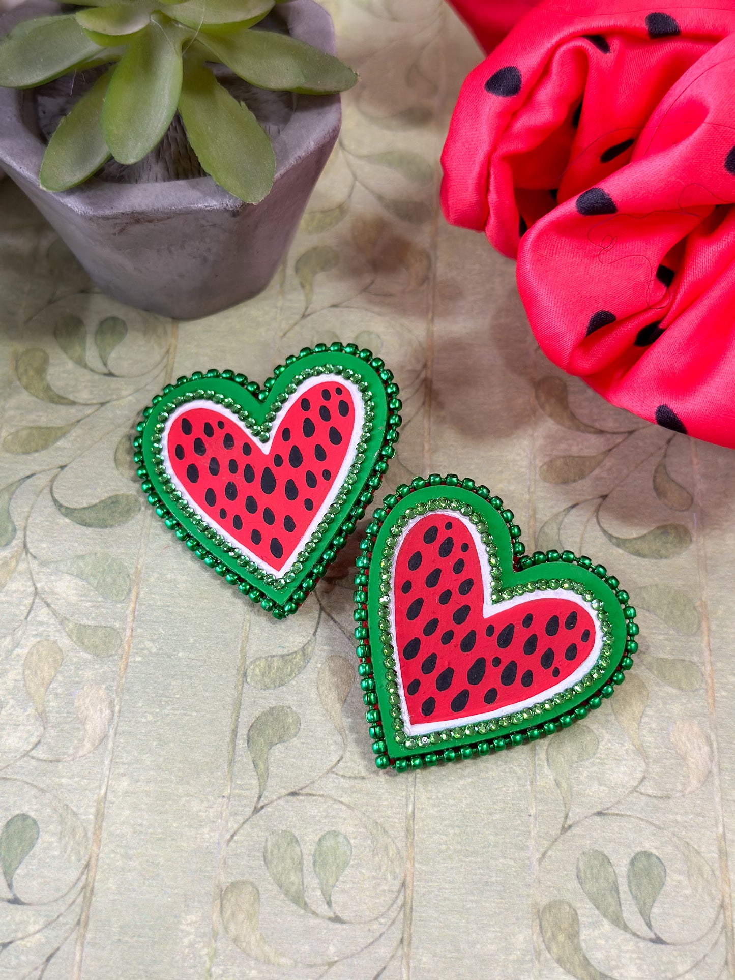 Watermelon Heart Studs