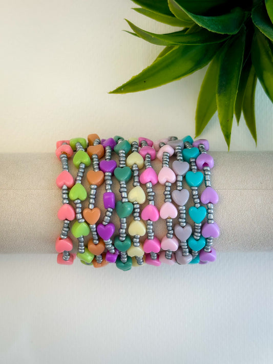 Pastel Bracelet Stack of 11 (Silver)