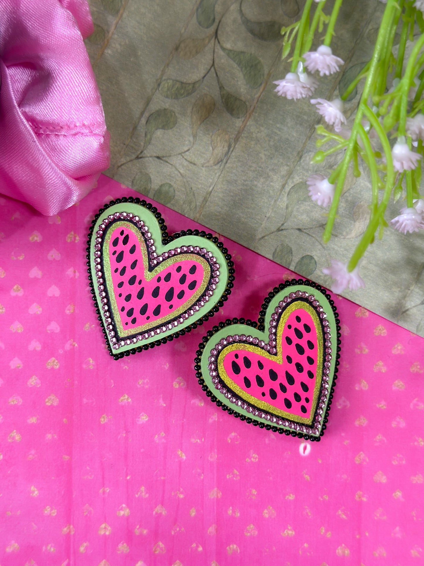 Watermelon Heart Studs