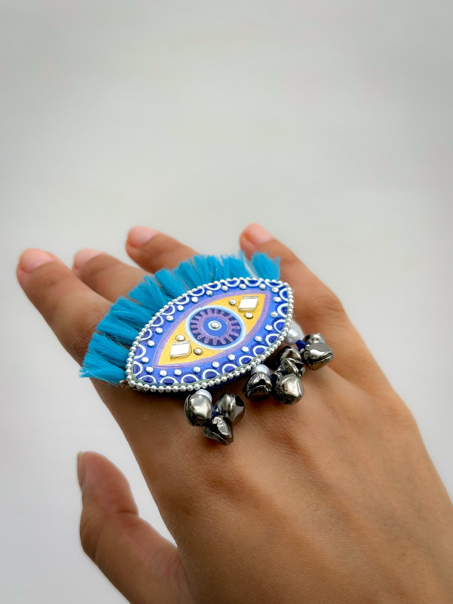 Evil Eye Tassel Earrings + Ring Set