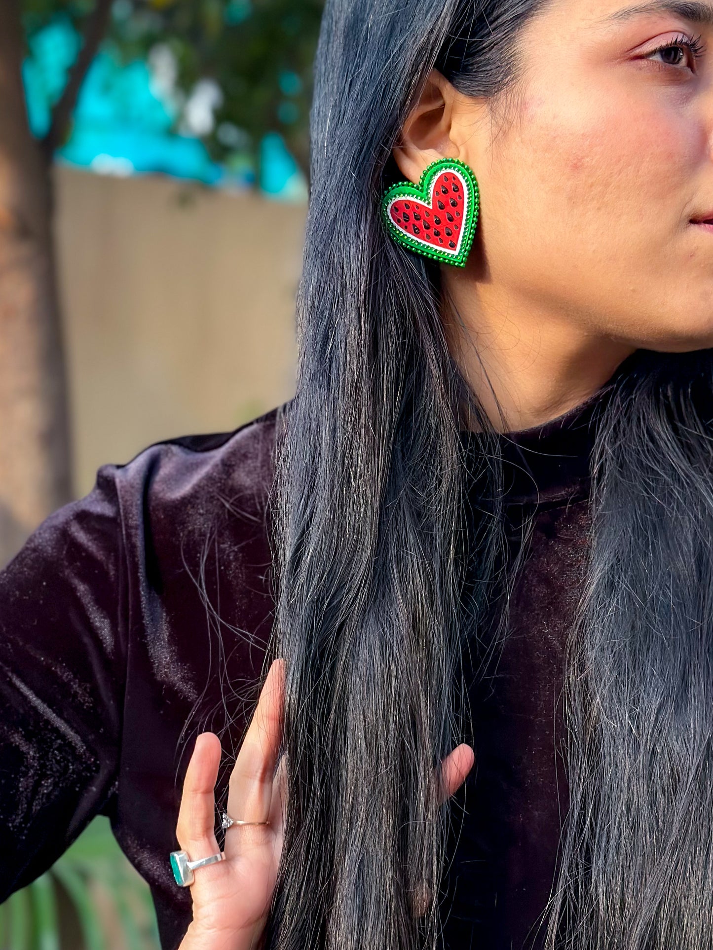 Watermelon Heart Studs