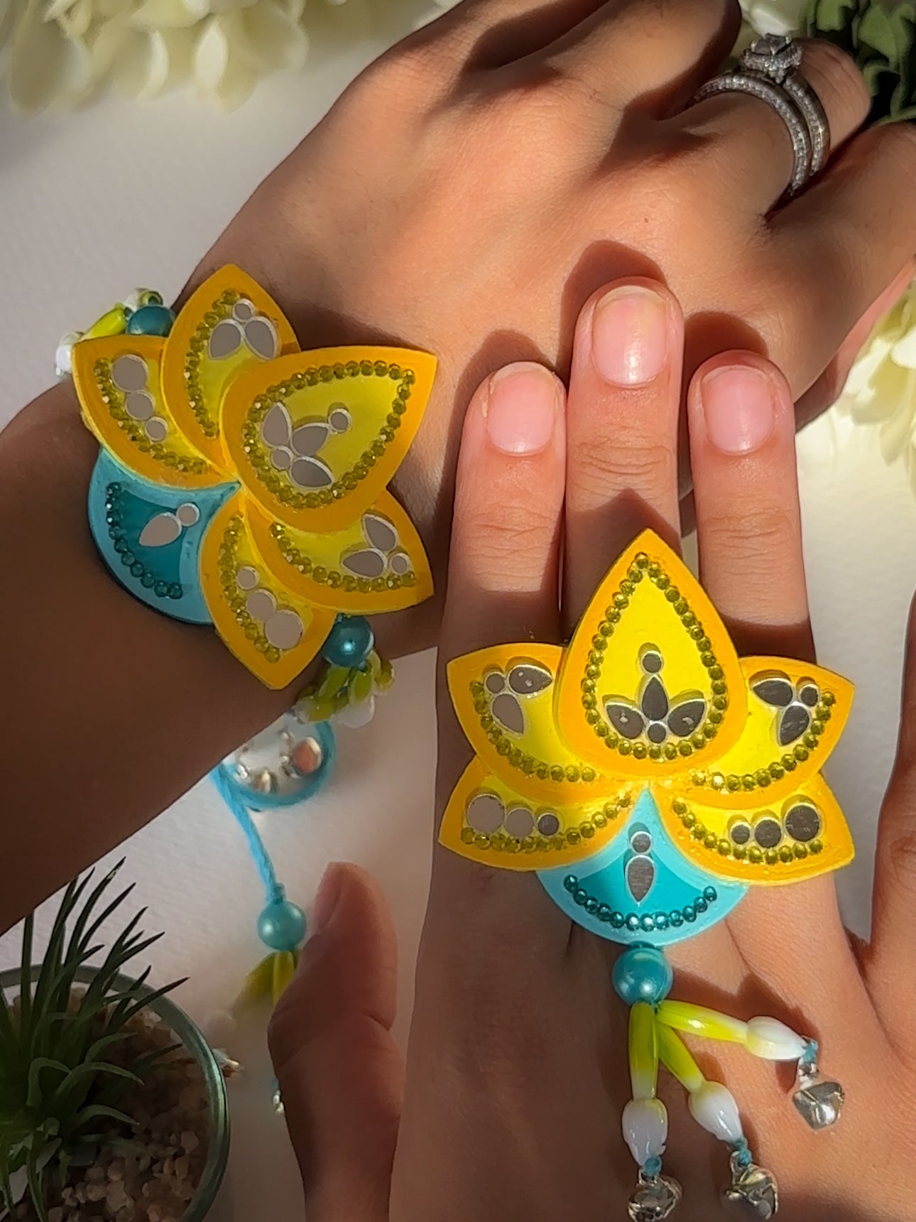 Bhai Rakhi + Bhabhi Ring Set